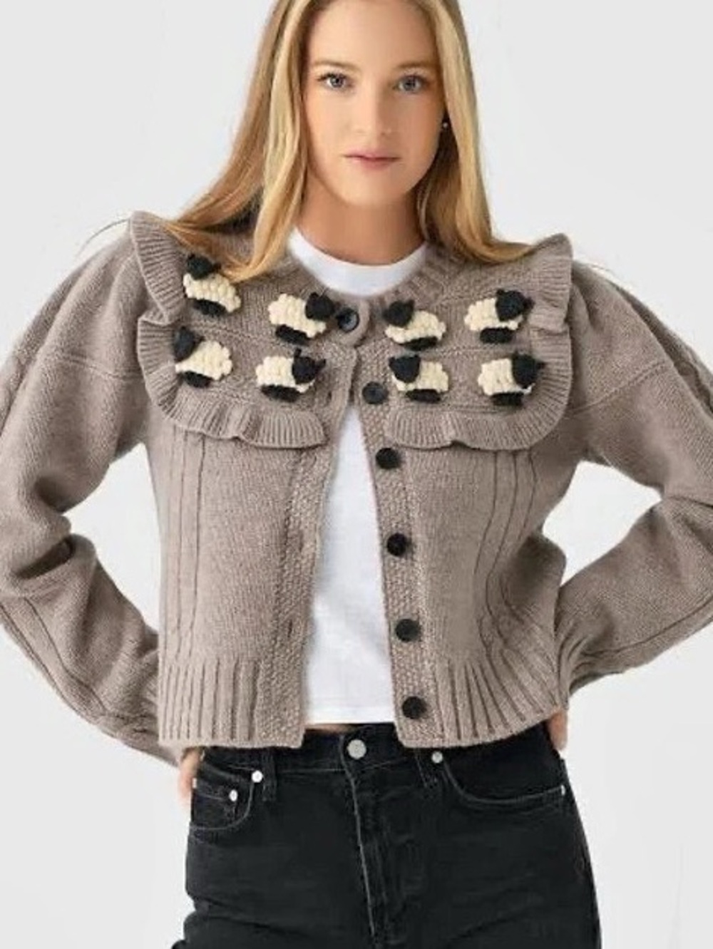Sea Benny Cardigan Sheep Cardigan in Brown XS NWT
